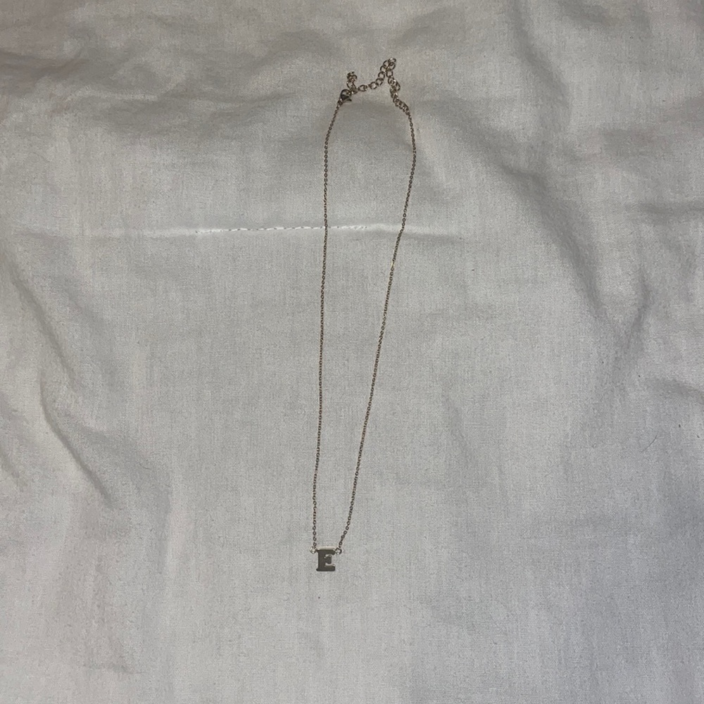 Gold plated E initial necklace